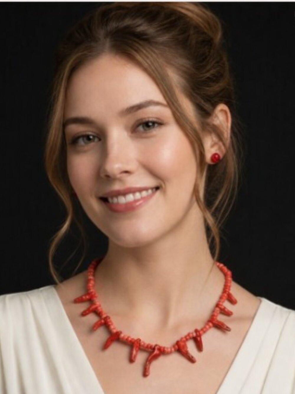 Vintage Handcrafted Genuine Red Branch Coral Choker Necklace
